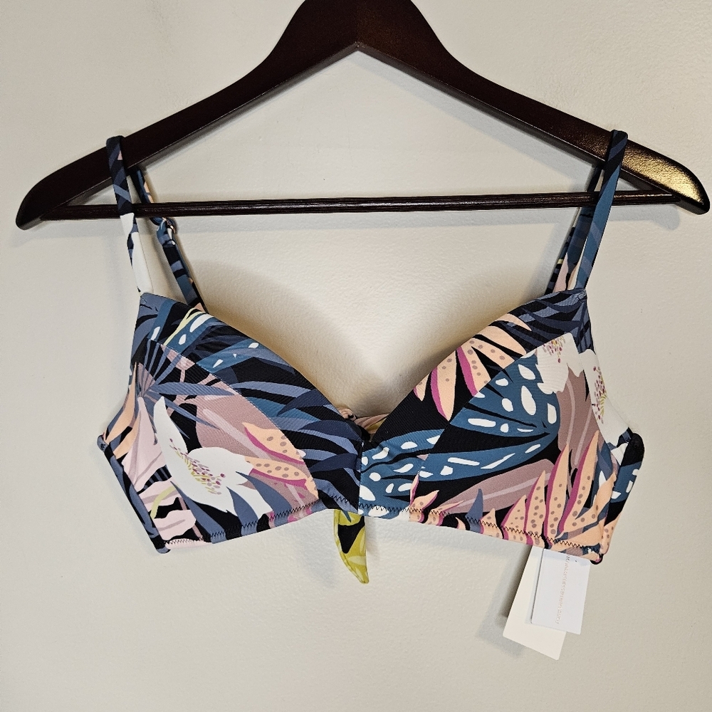 Raisins Tropical Print Women's Swim Top Bikini Black Rock Padded Bra Large Cute - Picture 10 of 10